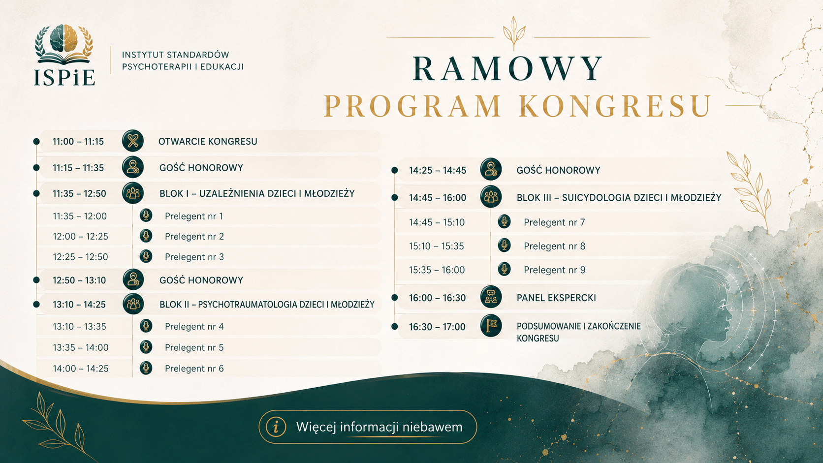 Ramowy program Ogólnopolskiego Kongresu Zdrowia Psychicznego Dzieci i Młodzieży